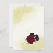 Invitation fleurs rouges noires or feuille nuptiale (Dos)