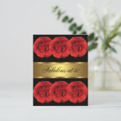 Invitation Fleurs Rouges Or Noir Fabuleux 50 ans (Debout devant)