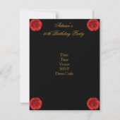 Invitation Fleurs Rouges Or Noir Fabuleux 50 ans (Dos)