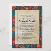 Invitation Fleurs rouges orange sur la partie rustique du tro (Devant)