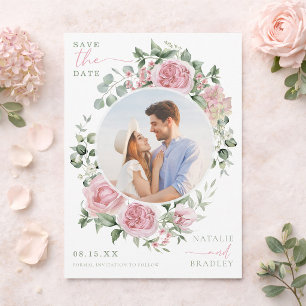 Invitation Fleurs Rouges Pivoines et Roses Photo Enregistrer