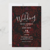 Invitation Fleurs rouges romantiques Jardin sombre Mariage gl (Devant)