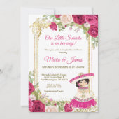 Invitation Fleurs rouges roses mexicaines Fiesta Couple Douch (Devant)