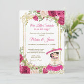 Invitation Fleurs rouges roses mexicaines Fiesta Couple Douch (Debout devant)