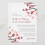 Invitation Fleurs rouges Sakura Fleurs cerises fleurs Mariage (Devant / Derrière)