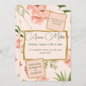 Invitation Fleurs rougissantes Anniversaire de Bash (Devant / Derrière)