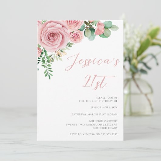 Invitation Fleurs rousses 21e fête d'anniversaire (Debout devant)