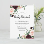 Invitation Fleurs rousses et bordeaux Baby shower Brunch (Debout devant)