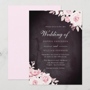 Invitation Fleurs rousses et Mariage d'aquarelle Bourgogne