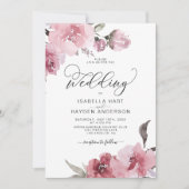 Invitation Fleurs rousses rose pâle et poussiéreuses Mariage  (Devant)