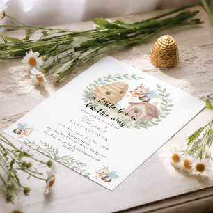 Invitation Fleurs Ruches et Petite Abeille Baby Shower