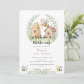 Invitation Fleurs Ruches et Petite Abeille Baby Shower (Debout devant)