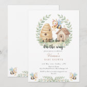 Invitation Fleurs Ruches et Petite Abeille Baby Shower (Devant / Derrière)