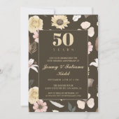 Invitation Fleurs rustiques 50e anniversaire de mariage (Devant)