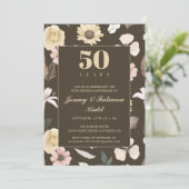 Invitation Fleurs rustiques 50e anniversaire de mariage (Debout devant)