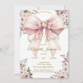 Invitation Fleurs rustiques chic Nœud rose Fête de mariage (Devant)