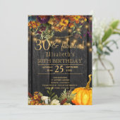 Invitation Fleurs rustiques chic rouillées d'automne 30 ans f (Debout devant)