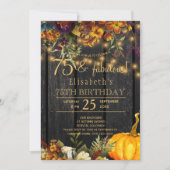 Invitation Fleurs rustiques chic rouillées d'automne 75 année (Devant)