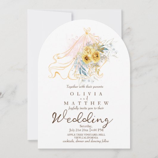 Invitation Fleurs rustiques classiques Mariage moderne (Devant)