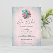 Invitation Fleurs rustiques Coeur Mariage mexicain (Debout devant)