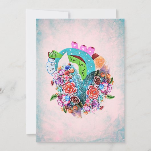 Invitation Fleurs rustiques Coeur Mariage mexicain (Dos)