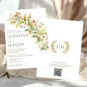 Invitation Fleurs rustiques d'automne Forêt Feuilles Mariage