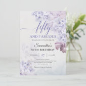 Invitation Fleurs rustiques de printemps violet cinquante et  (Debout devant)