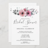 Invitation Fleurs rustiques élégantes d'aquarelle Fête des ma (Devant / Derrière)