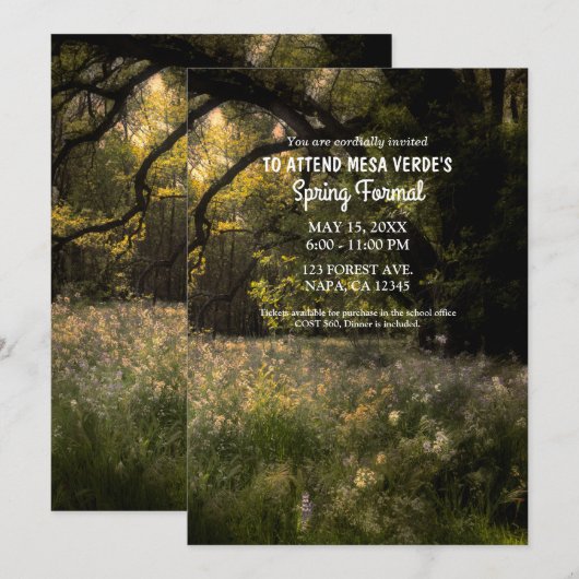Invitation Fleurs rustiques Forêt enchantée Arbre Printemps F (Devant / Derrière)