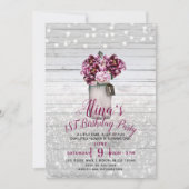 Invitation Fleurs rustiques glamour dans un pot en bois mason (Devant)