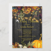 Invitation Fleurs rustiques grange bois automne baby shower (Devant)