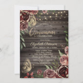 Invitation Fleurs rustiques Papillons scintillants Bois (Devant)