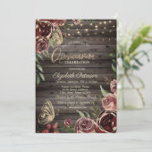 Invitation Fleurs rustiques Parties scintillant Papillons Boi (Debout devant)