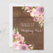 Invitation Fleurs Rustiques Rose Bois Vow Renouvellement Invi (Devant)