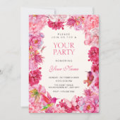 Invitation Fleurs rustiques roses en fleurs (Devant)