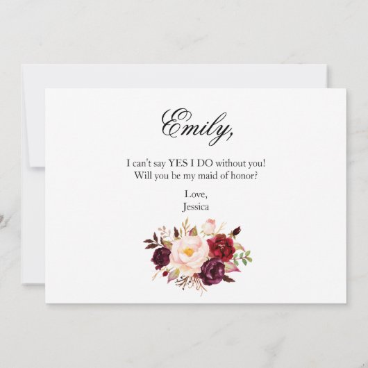 Invitation Fleurs rustiques Veux-tu être ma demoiselle d'honn (Dos)