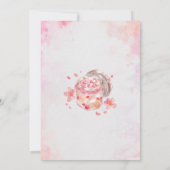 Invitation Fleurs Sakura printemps et gris d'aquarelle desser (Dos)