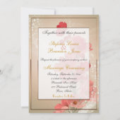 Invitation Fleurs saumons et rouges/Trim Or (Dos)