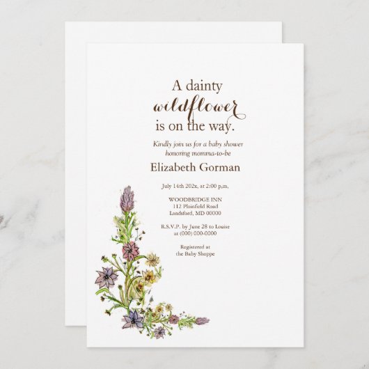 Invitation Fleurs sauvages (Devant / Derrière)