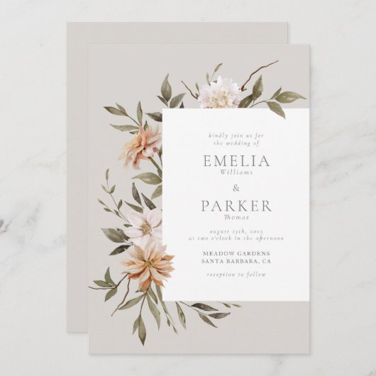 Invitation Fleurs sauvages (Devant / Derrière)