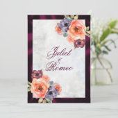 Invitation Fleurs sauvages à l'aquarelle et bordure de ruban  (Debout devant)