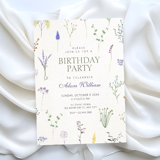 Invitation Fleurs sauvages anniversaire