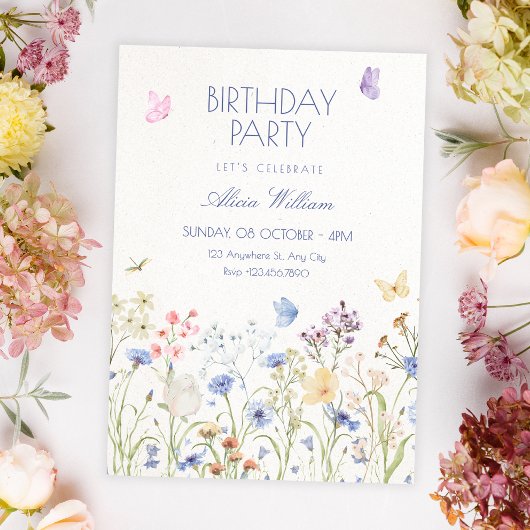 Invitation Fleurs sauvages anniversaire