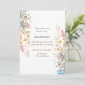 Invitation Fleurs sauvages aquarelle capricieuse Réception sé (Debout devant)