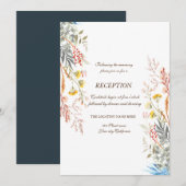 Invitation Fleurs sauvages aquarelle capricieuse Réception sé (Devant / Derrière)