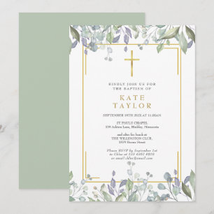Invitation Fleurs sauvages aquarelle florale baptême