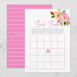 Invitation Fleurs sauvages aquarelle rose Baby Shower Baby Bi