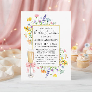 Invitation Fleurs sauvages aquarelle ruban rose luncheon de m