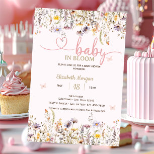 Invitation Fleurs Sauvages AquarelleBébé en Fleur Baby Shower
