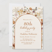 Invitation Fleurs sauvages Arch Boho 80e anniversaire (Devant)
